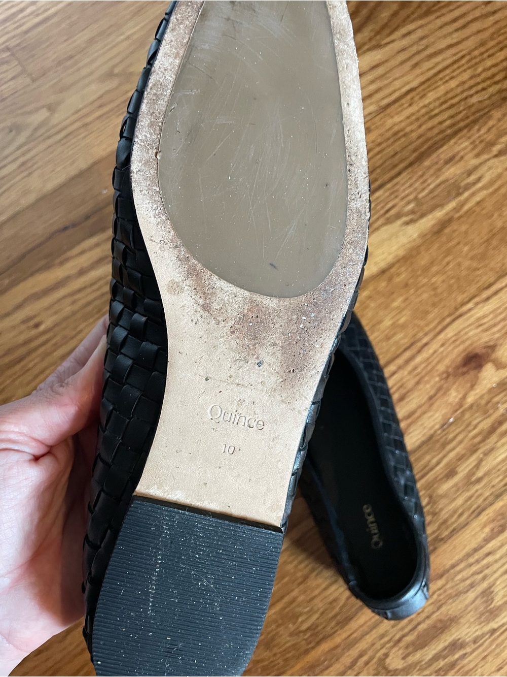 Quince Black Woven Ballet Flats with Bow 10 - Picture 6 of 6